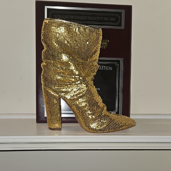 Liliana Gold Sequin Heeled Boots - Picture 5 of 11